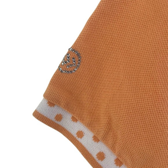 Vintage Wimbledon Lawn Tennis Orange Pearl Snap Polo Shirt Small Y2K Preppy NWOT - Picture 3 of 5